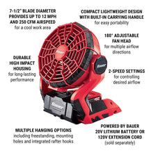 Cargar imagen en el visor de la galería, 20v/ 120v Ventilador de potencia dual - Bauer (Solo herramienta)
