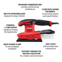 Cargar imagen en el visor de la galería, Lijadora orbital de 1/3 de hoja de 1.8 amperios con antivibración - Bauer
