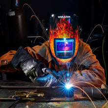 Cargar imagen en el visor de la galería, Casco de soldadura con oscurecimiento automático ARCSAFE con diseño de llama - Vulcan
