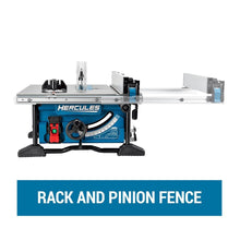 Cargar imagen en el visor de la galería, Sierra de mesa compacta para el lugar de trabajo de 10 pulg. Y 15 amp con guía de piñón y cremallera - Hercules
