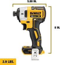 Cargar imagen en el visor de la galería, 20V MAX XR Atornillador de impacto sin escobillas, 3 velocidades, 1/4 de pulgada - DEWALT  (solo herramienta)
